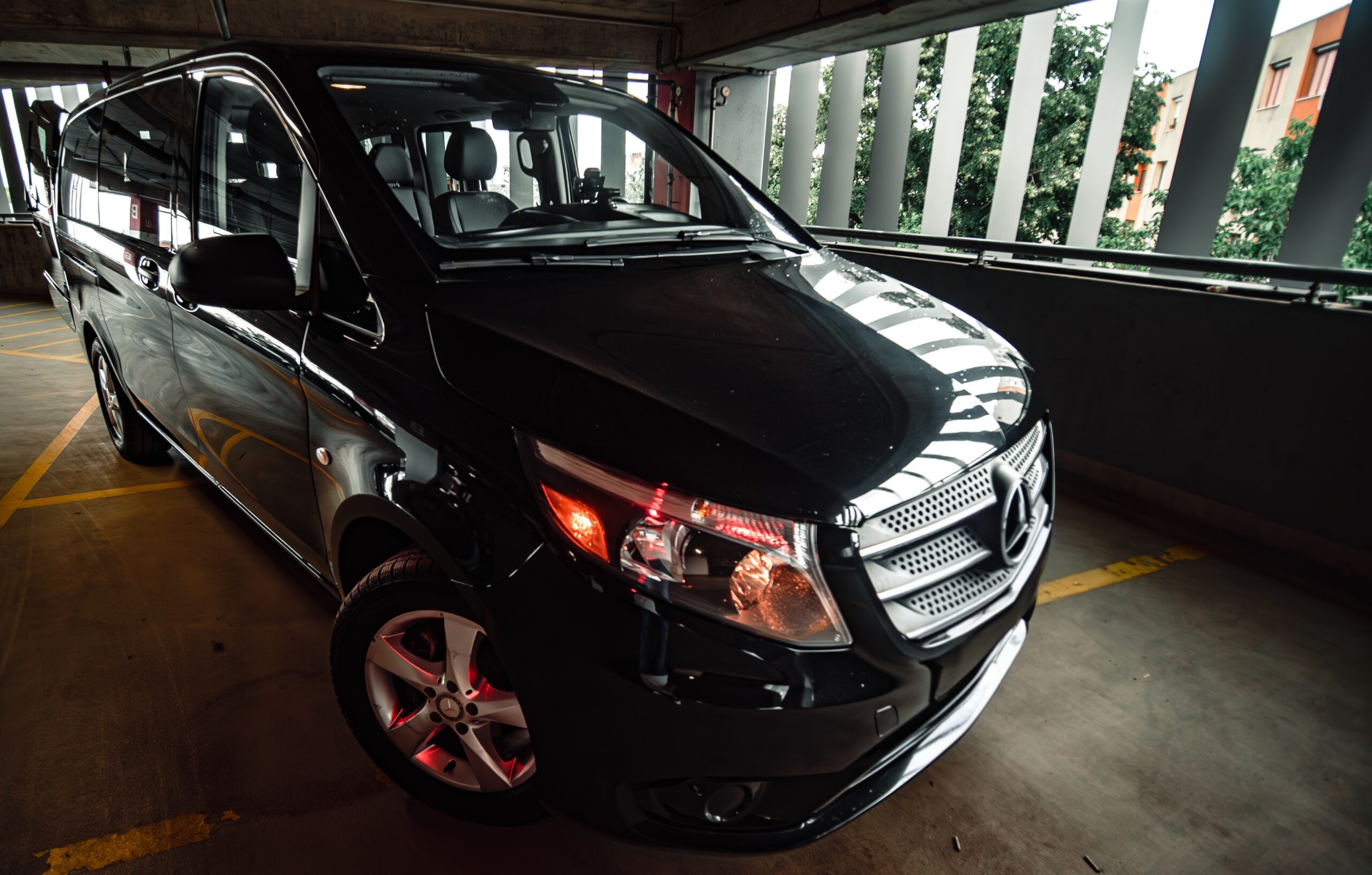 Black Mercedes-Benz Metris imported from the USA, front three-quarter view
