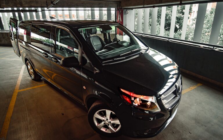 Mercedes-Benz Metris imported from the USA, elevated view showing the front and side