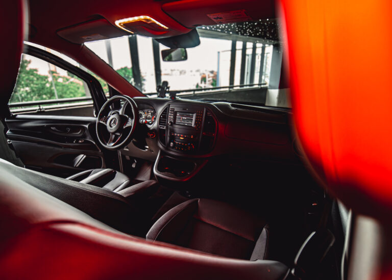 Dashboard and steering wheel of a Mercedes-Benz Metris imported from the USA